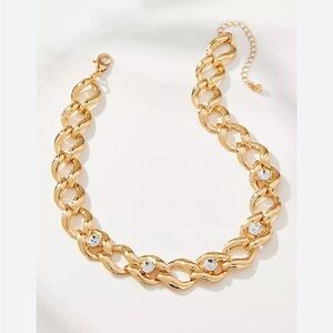 Anthropologie Crystalline Link Gold Necklace NWOT